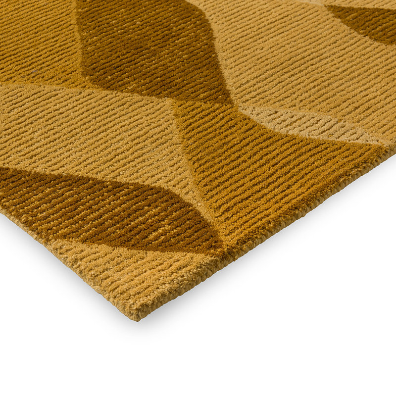 Wool Abstract Area Rug in Yellow, Rectangle 5'3" x 7'6"