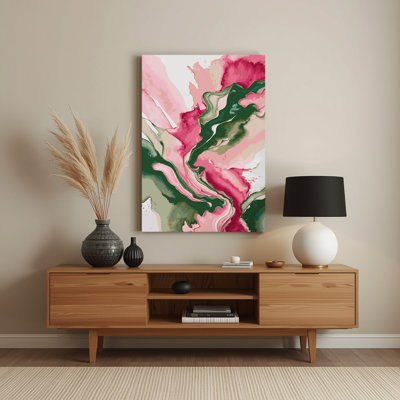 Aquarelle abstraite, art mural en métal rose 84