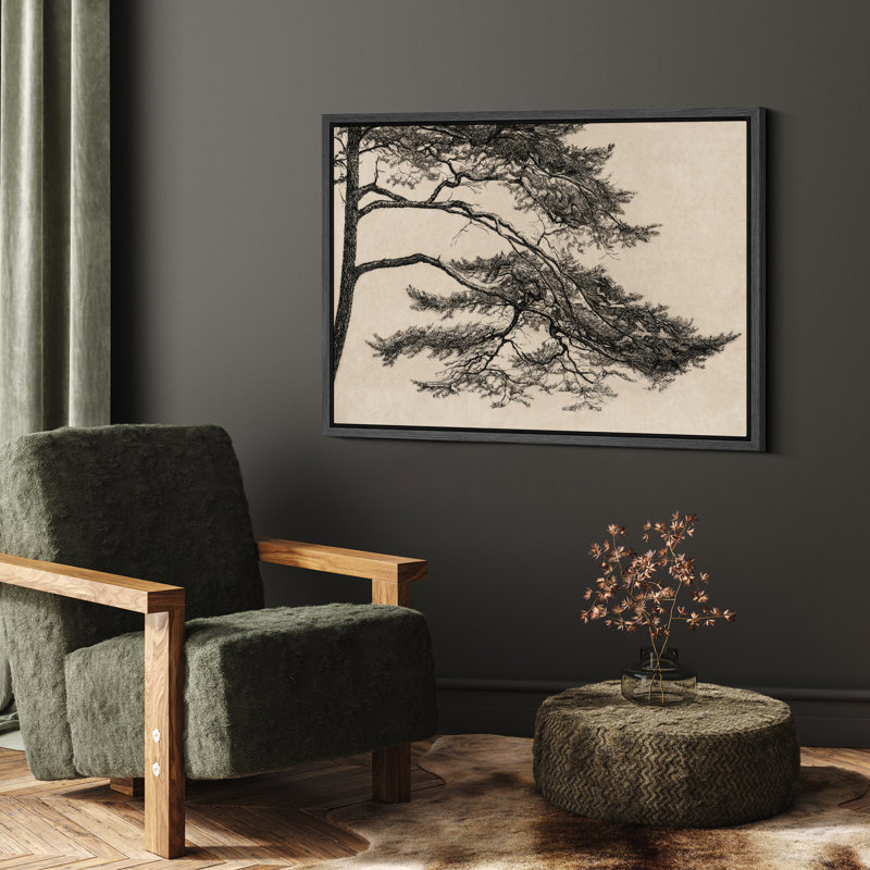 Pin, reproduction d'art sur toile, décor botanique rétro pour bureau ou bibliothèque, H 16 po x l 24 po, Noir