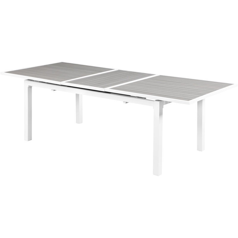 Noonan Rectangular Metal Extendable Outdoor Dining Table , 100.5'' in. W 39'' in. D, Light Gray/White