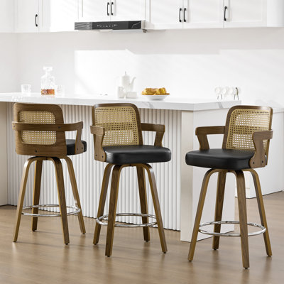 Tabouret de bar et de comptoir rembourré avec accoudoirs