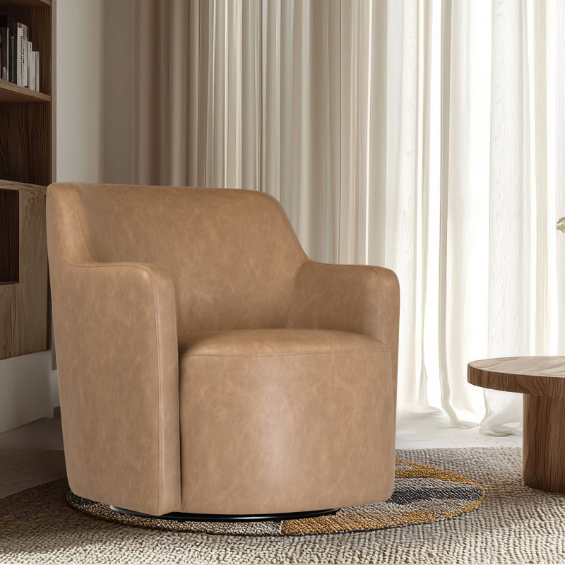 HomePop Upholstered Swivel Accent Chair , Tan