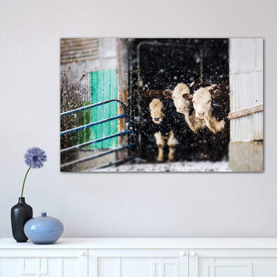 «Barnyard Winter», reproduction d'art encadrée