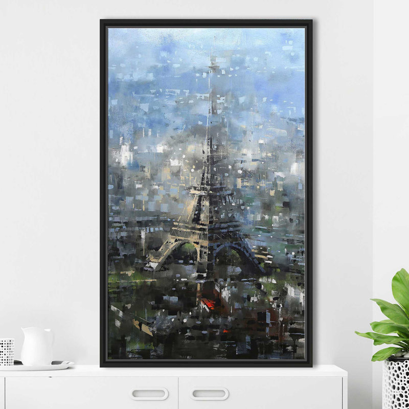Bleu Paris par - Peinture, Cadre flottant noir, H 51,5 po x l 31,5 po x P 2 po