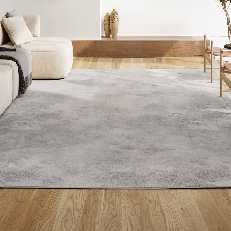 Asala Solid Low-Pile Ivory Rug, Rectangle 6'2" x 9'