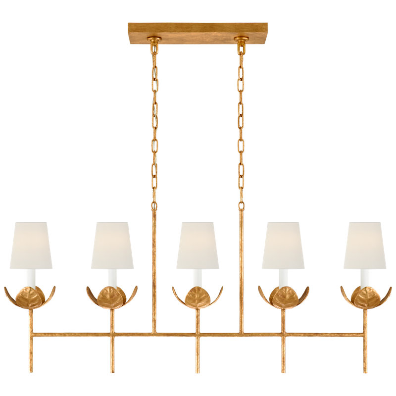 Julie Neill Illana Large Linear Chandelier, Antique Gold Leaf 