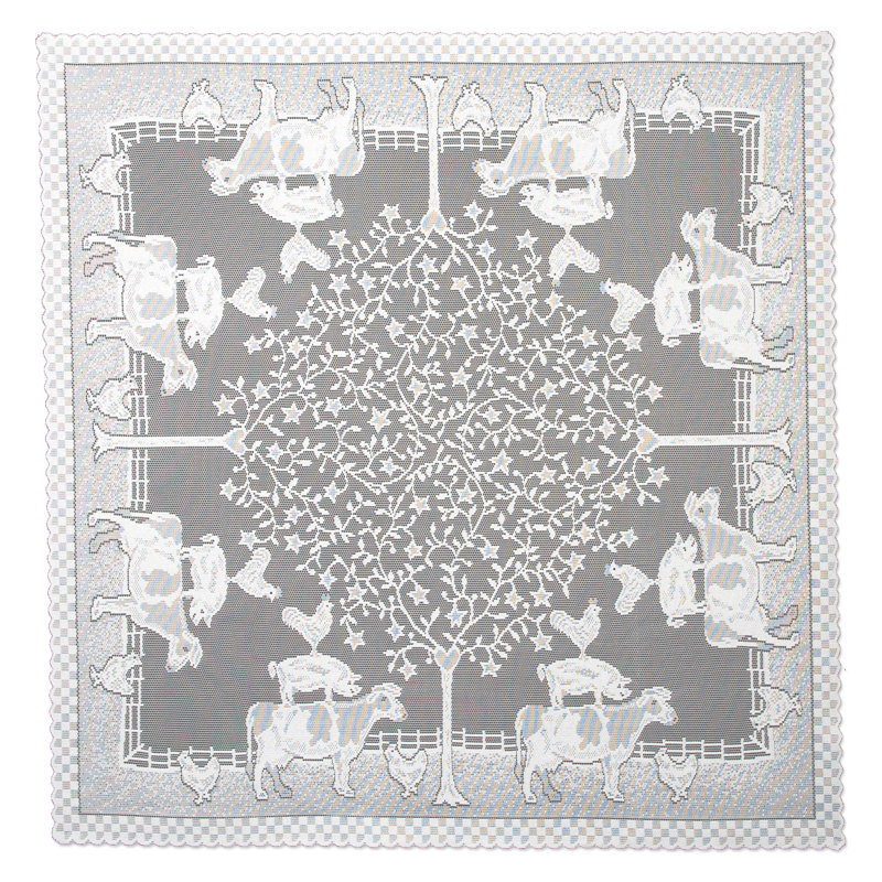 Dessus de table géométrique Tchad, Blanc cassé