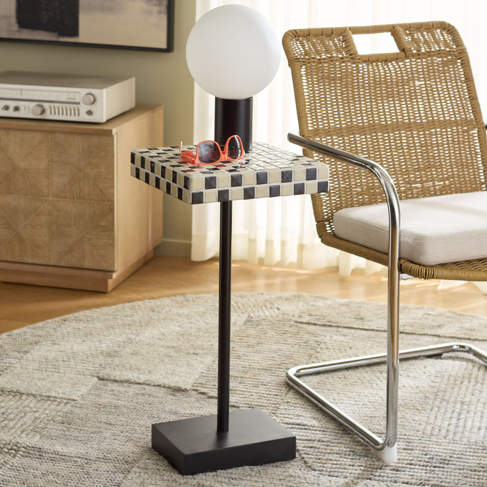 Baela 13" End Table, Cream/Black