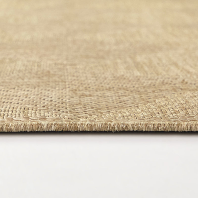 Tapis intérieur / extérieur à carreaux brun clair Audrena, Rectangle 7 pi 10 po x 10 pi
