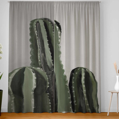 Desert Candle Cactus Blackout Curtains Pair for Home Decor