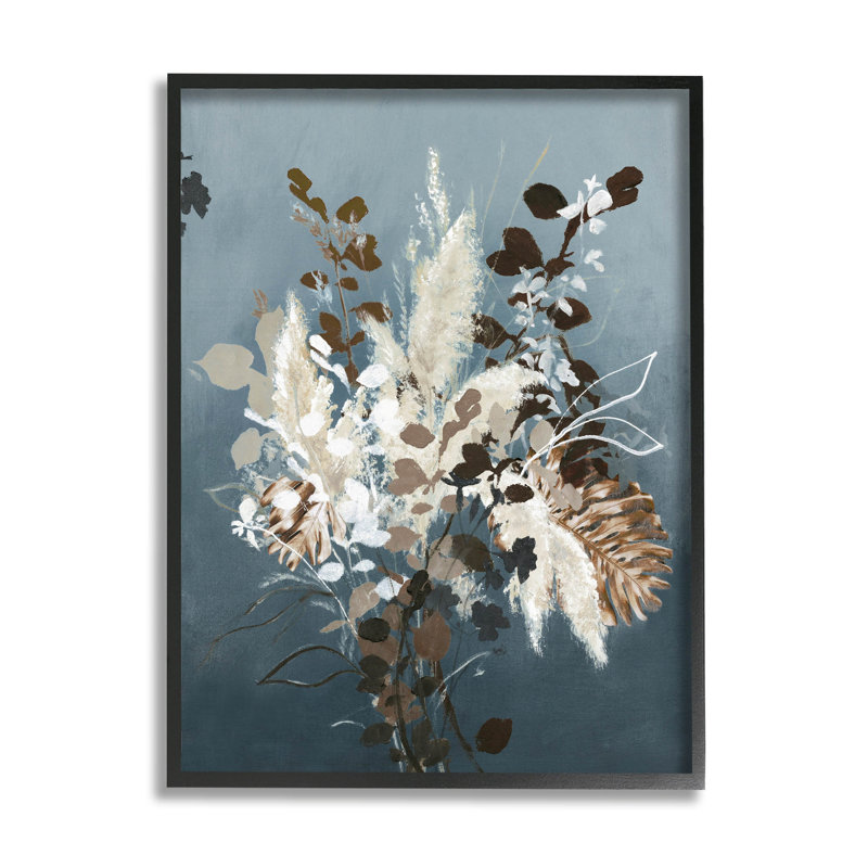 Art floral moderne par giclée par Design Fabrikken, H 14 po x l 11 po x P 1,5 po, Giclée encadrée noir minuit