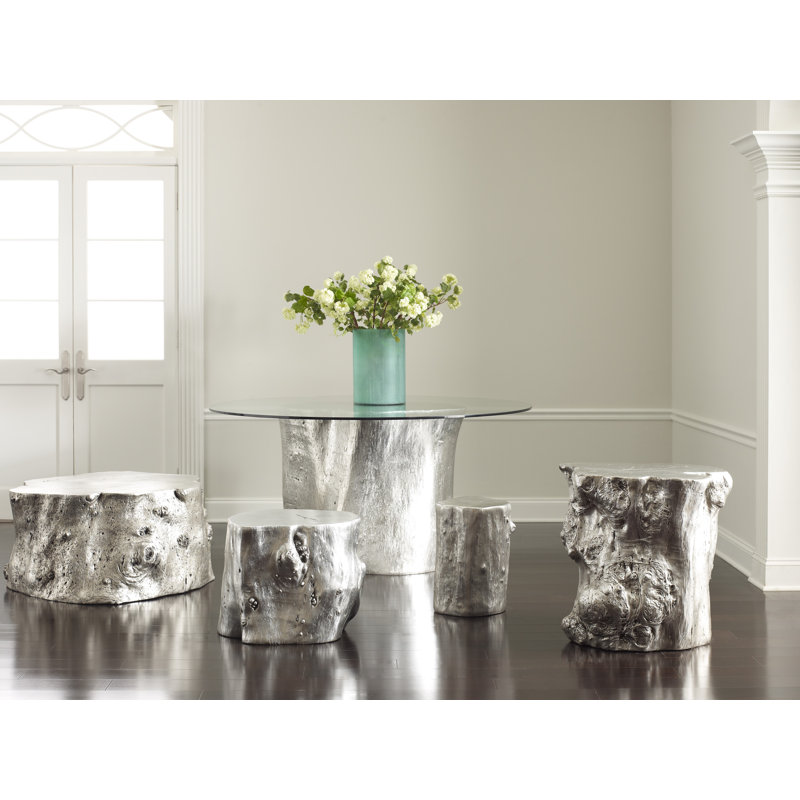 Log Stool, Silver Leaf