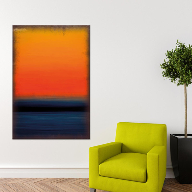 Abstrait art mural orange: toile imprimée de style Mark Rothko, 1P WhiteFramedCanves, H: 63,1 x l: 39,4 pouces