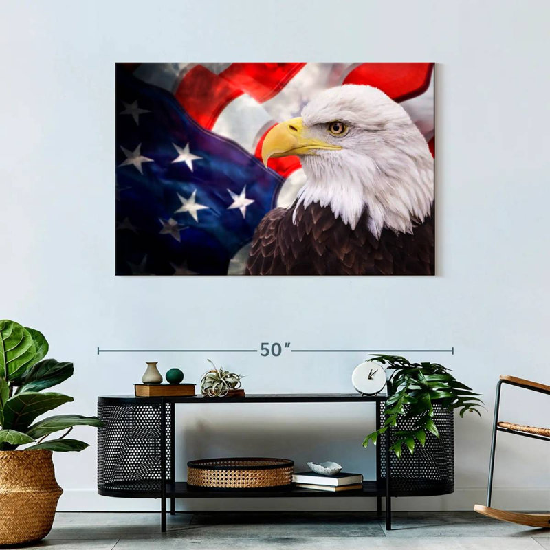 USA Flag And American Eagle, 30" H x 45" W