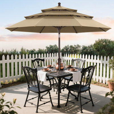Parasol de marché en oléfine 9 'à 3 niveaux avec inclinaison et manivelle
