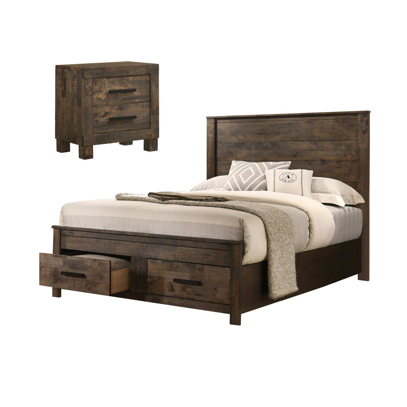 Genovera Rustic Golden Brown 2-Piece Bedroom Set with Nightstand, King