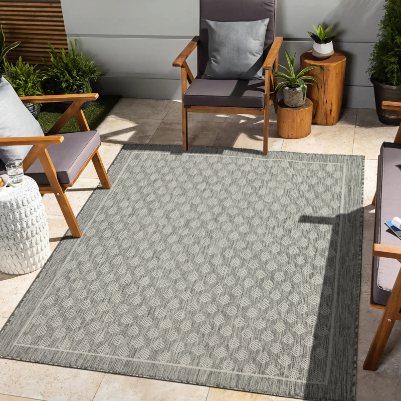 5Ft. 3In. X 7Ft. Silver Area Rug - Made Of Materials, Stain , For Indoor & Outdoor Polypropylene, , Living Areas