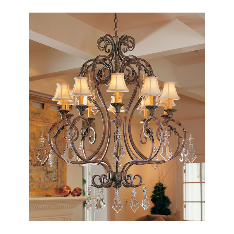 Josephine 10 - Light Chandelier, Taupe Faille, Cortez Gold