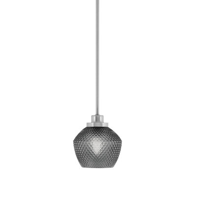 Odyssey Stem Hung Mini Pendant Shown In Brushed Nickel, 6" Smoke Glass