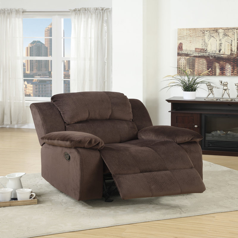 Motion Recliner Chair 1pc Rocker Recliner Couch Living Room Furniture Padded Suede Metal Reclining, Brown