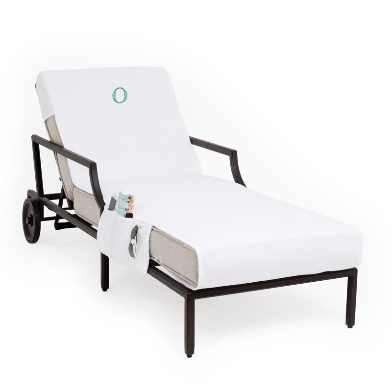 Chaise Lounge Cover Cotton, White\Aqua, O
