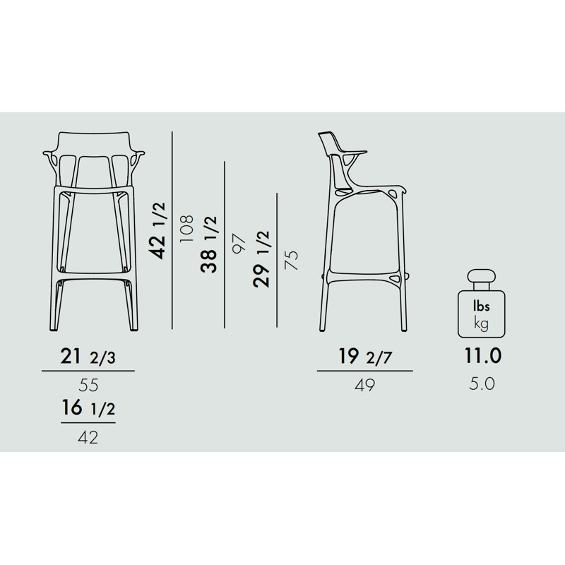 A.I. Outdoor Bar Stool, Black, Bar