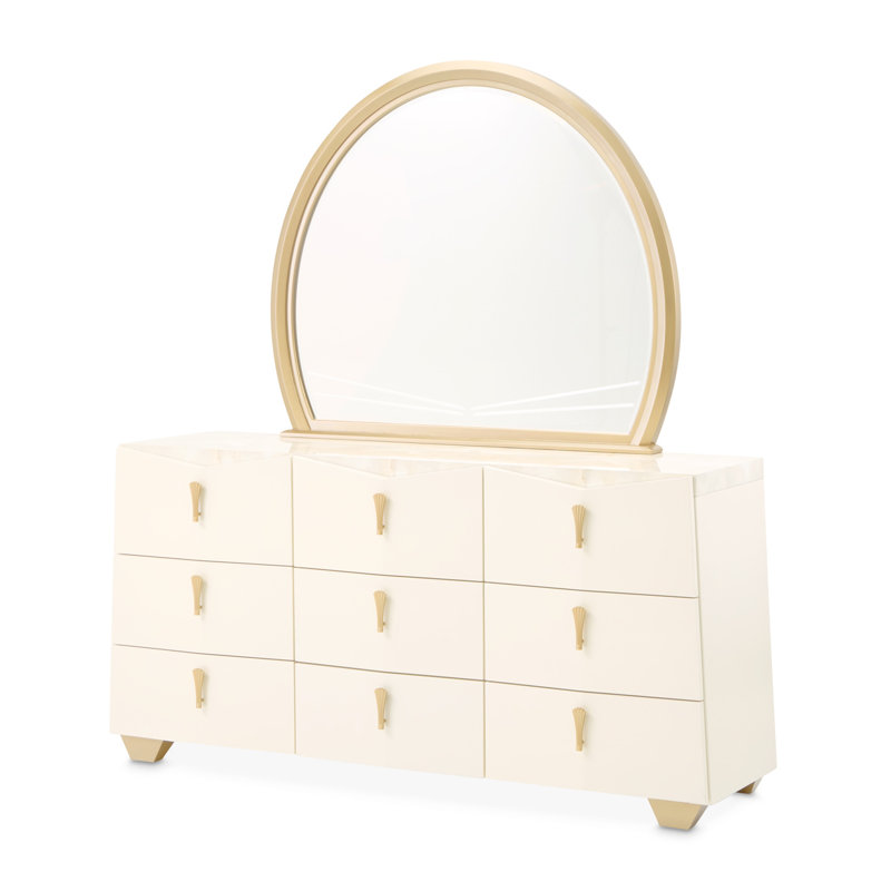 Fantosini Dresser With Mirror - Creamy Pearl
