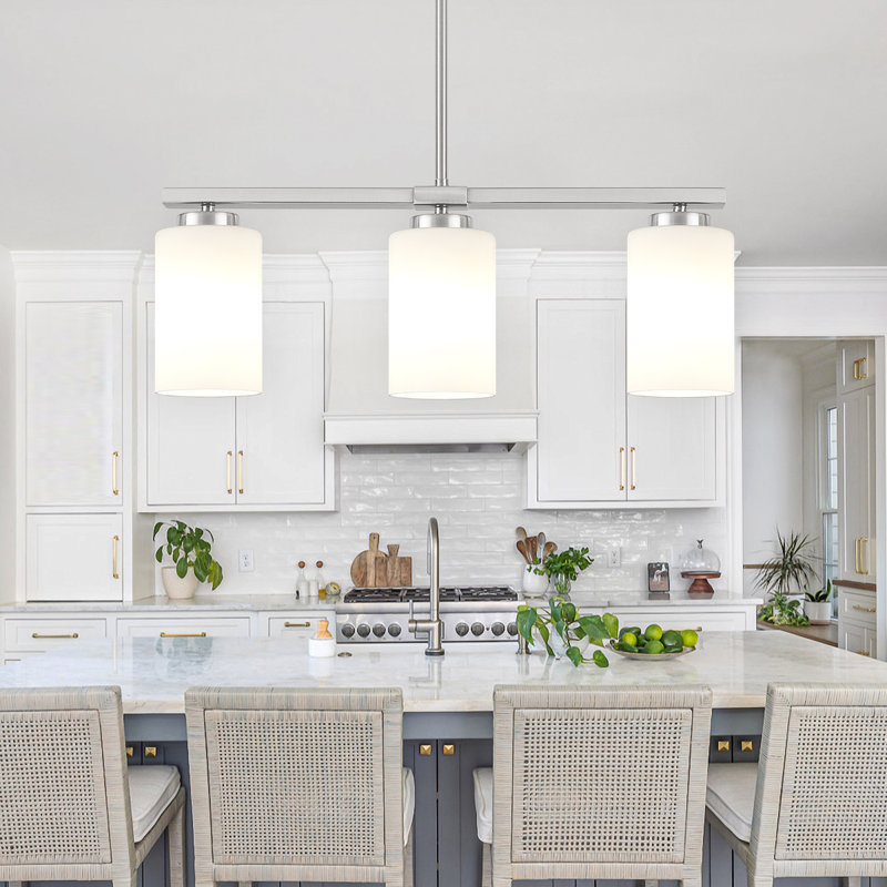 Volha 3 - Light Kitchen Island Pendant, White, Nickel