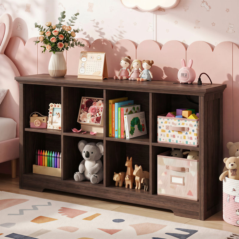 Console de 50 po de long avec canapé-lit étroit de style campagnard avec 8 cubes, derrière le canapé, Walnut