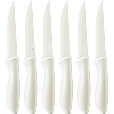 Melissa White and Gold Knife Set with Block Self Sharpening B0B4216DL1
