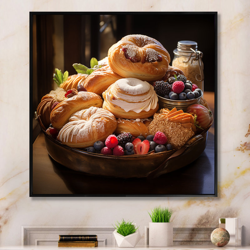 Sweet Pastries I sur toile, H 24 po x l 24 po x P 1 po, Cadre flottant noir