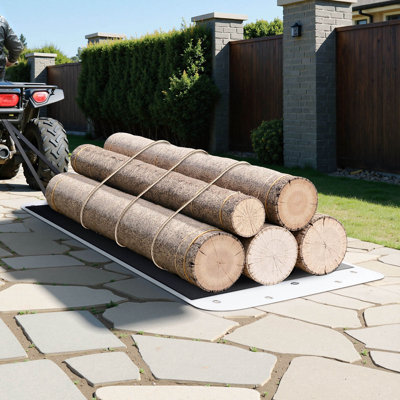 Traîneau de traîneau de cour, 110 x 40 po, traîneau utilitaire robuste de 1 600 lb, planeur de glissement en PE avec cordes et câble de traction, transporteur de jeu à double usage pour la pêche sur la glace, compatible avec les tracteurs de VTT et de VU