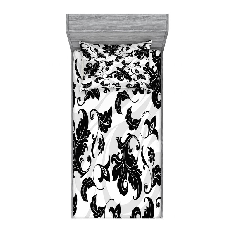 Microfiber Paisley Sheet Set, Twin Sheet Set with Fitted Sheet