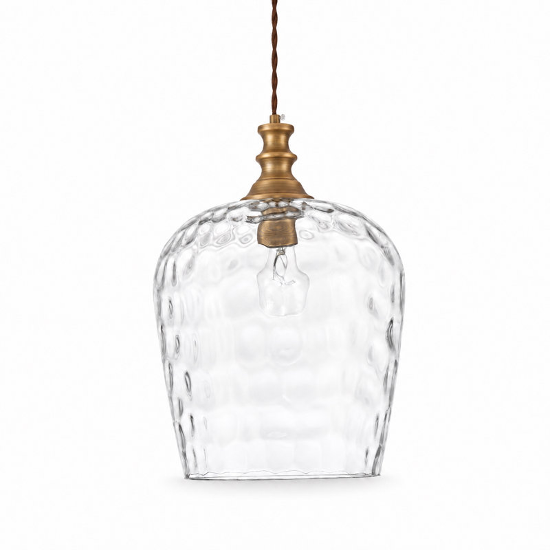 Adjustable Brass Water Glass Pendant Light, Single Hanging Fixture