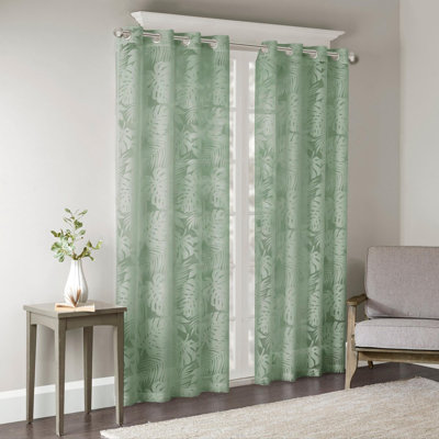 50" Palm Leaf Burnout Window Sheer Natural