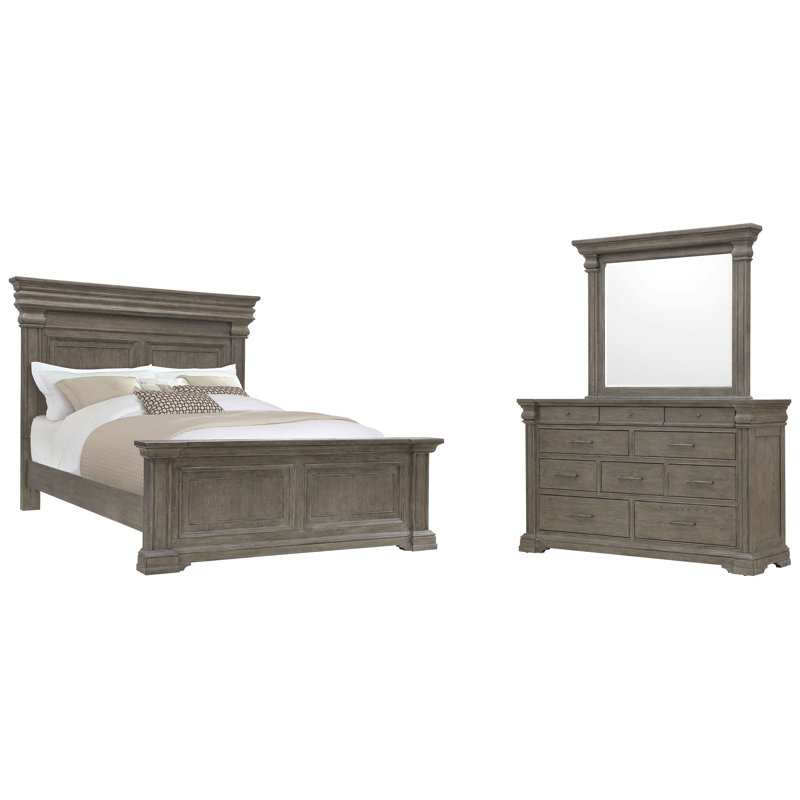 Commode à grand lit avec tiroir Branice, 3 pièces: lit, commode, miroir, Grand lit