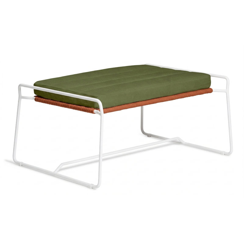 Sandur Outdoor Ottoman, Terra Cotta Rope/White Frame, Canvas Lichen