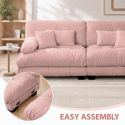 Canapé d'angle modulaire en forme de L avec pouf convertible, confort moelleux, siège profond et configuration flexible en quatre parties pour les salons.