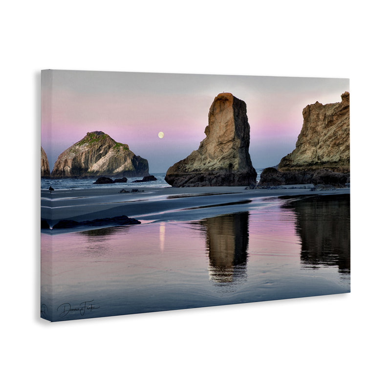 Art mural sur toile Moonlit Beach Cliff par Dennis Frates, H 20 po x l 30 po