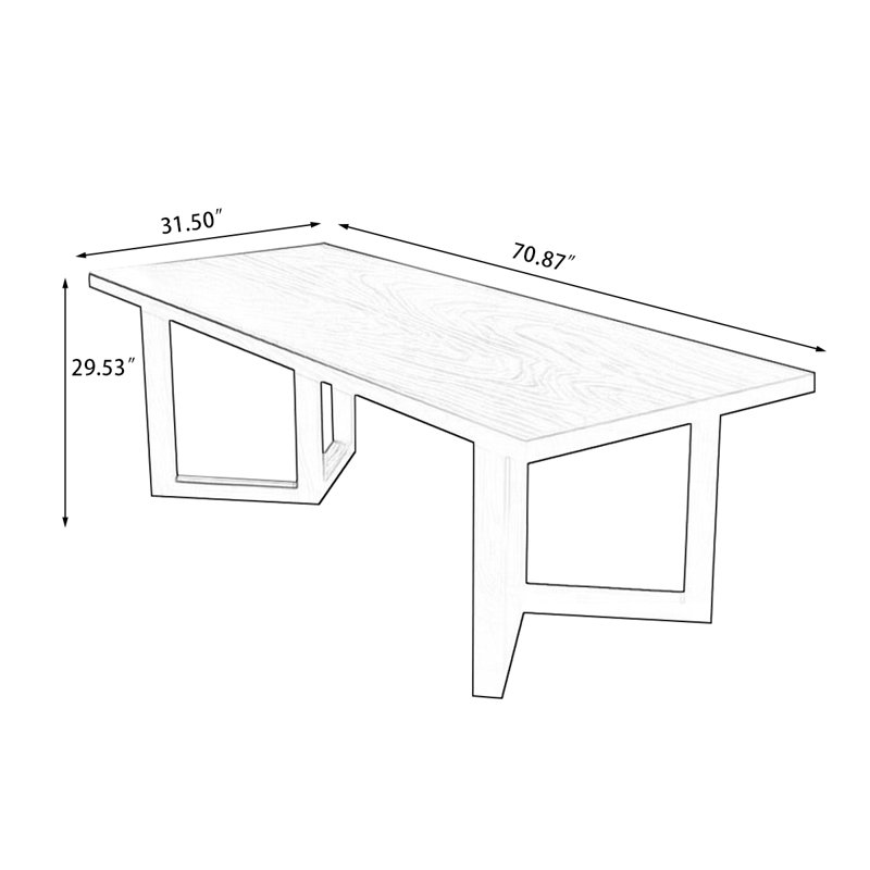 Table de salle à manger rectangulaire, H 29,53 po x L 70,87 po x l 31,5 po