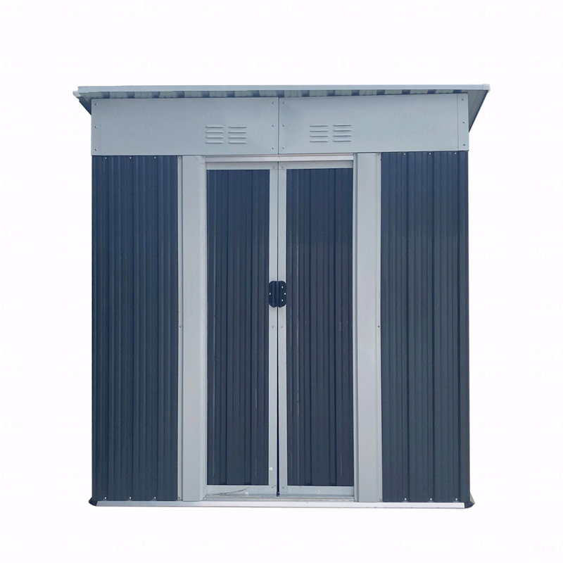 5Ftx3ft Pent Roof Grey Outdoor Tool Bike Storage Garden Shed With Aluminum Alloy Frame And Sliding Door, Gray