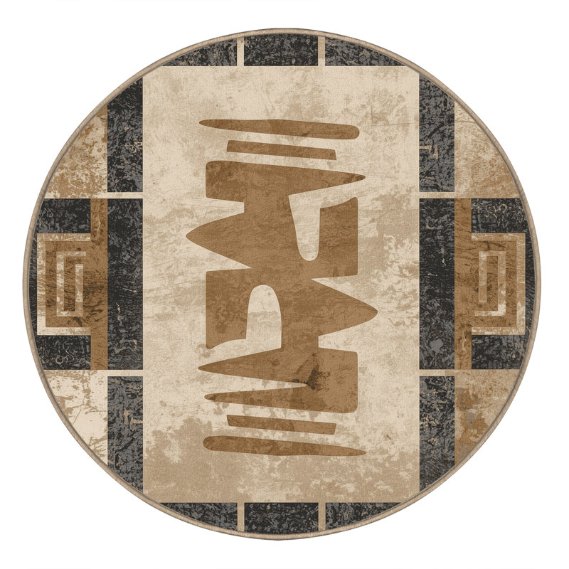 Tapis moelleux moelleux à imprimé bloc Cozine, Rond 8 pi