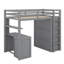 Lit mezzanine polyvalent avec tiroirs de rangement intégrés, bureau de travail spacieux et armoire de style armoire-114355538-114355537