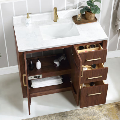 Meuble-lavabo simple 42 po avec plateau en pierre composite Cloverfield