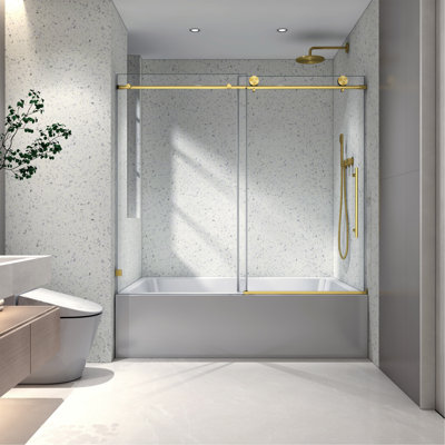 frameless one fixed and one shifted Shower Door,70MM 304 stainless steel large pulleys with adjustable soft closing function,with nano easy cleaning,stick explosion-proof menbrance