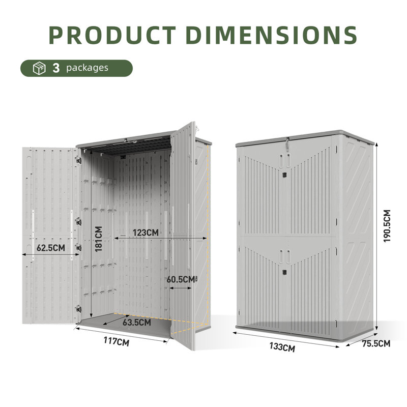 Vertical Storage Sheds HDPE Outdoor  Storage Cabinet - 1800L
