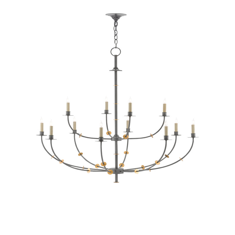 Lustre à plusieurs niveaux 12 lumières façon bougie balladier