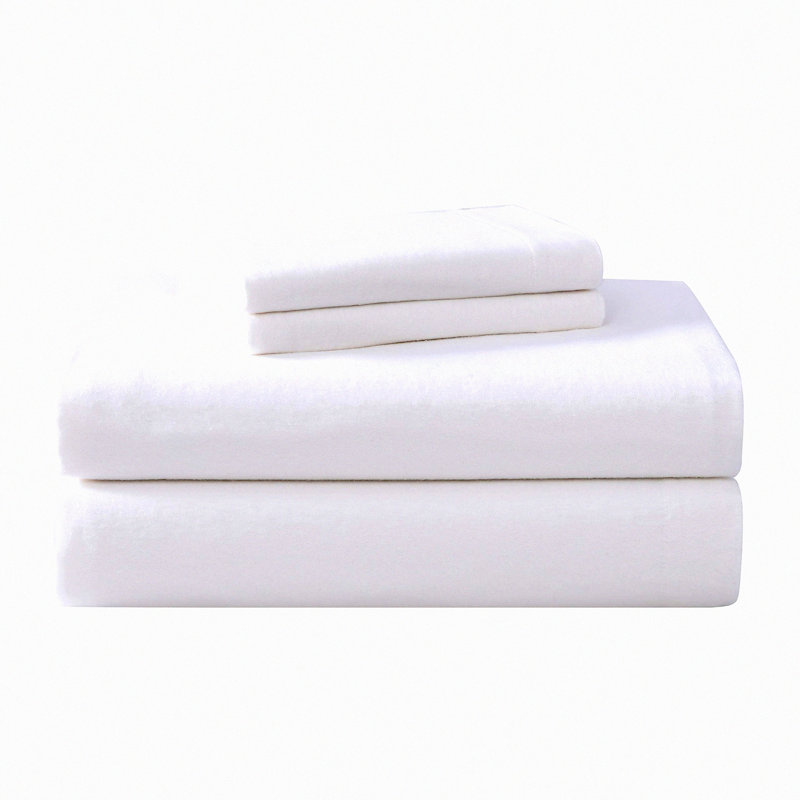 CozyCloud Cotton Flannel Full Sheet Set - Brushed Softness Bedding, White Comfort - Full Size Bed Sheets for Home