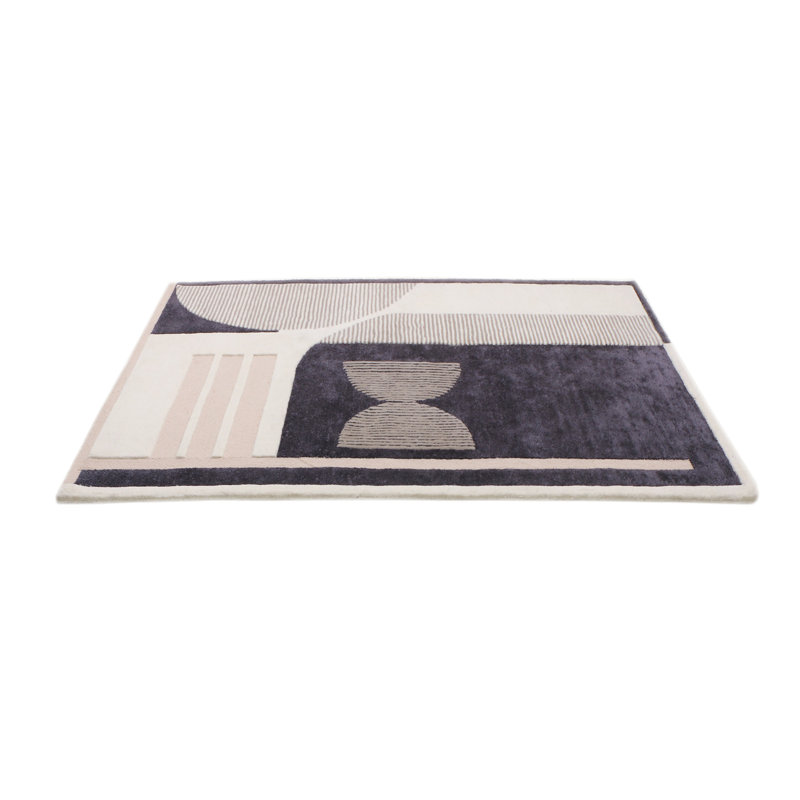 Abstract Area Rug in Black/Beige/Wheat, Rectangle 10' x 14'