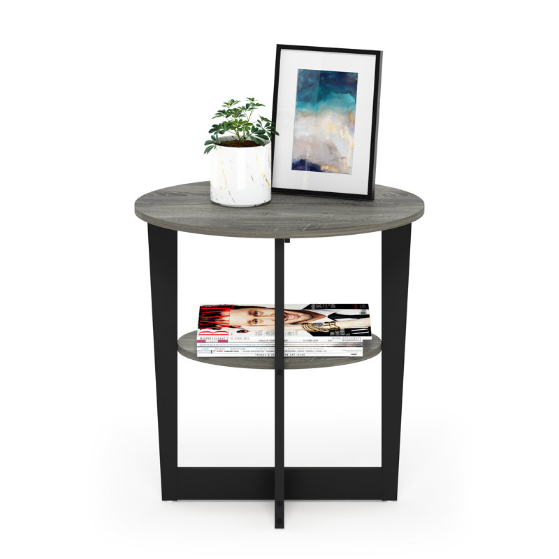 Božin Oval Side Table, Black, French Oak Grey